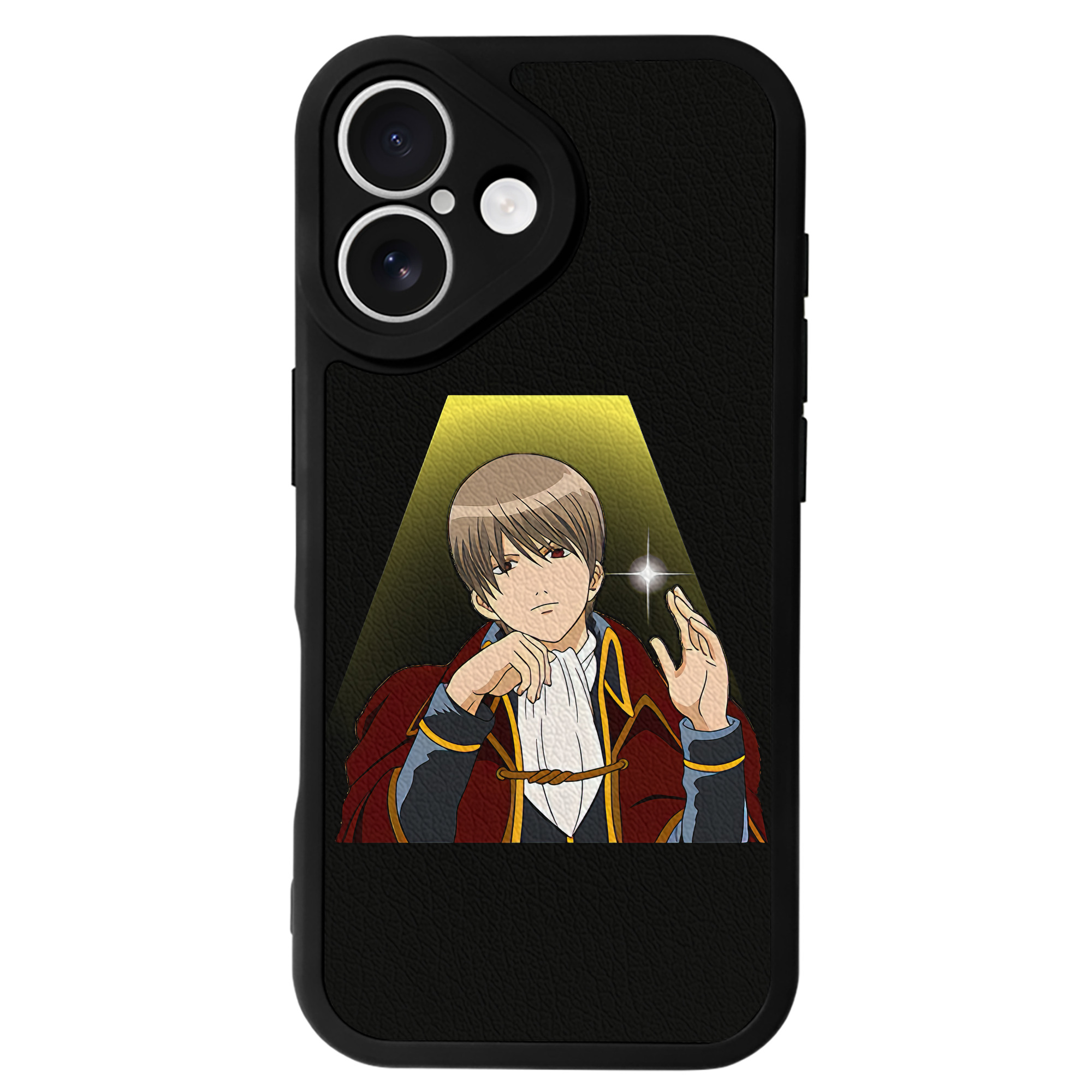 （画像用） ぎんたま 坂田銀時（さかたぎんとき） 神楽 志村新八（しむら しんぱち） GINTAMA Sakata Gintoki Kagura Shimura Shinpachi 【iPhone 16シリーズ対応】シリコンスマホケース（レザー調） 材質：シリコン